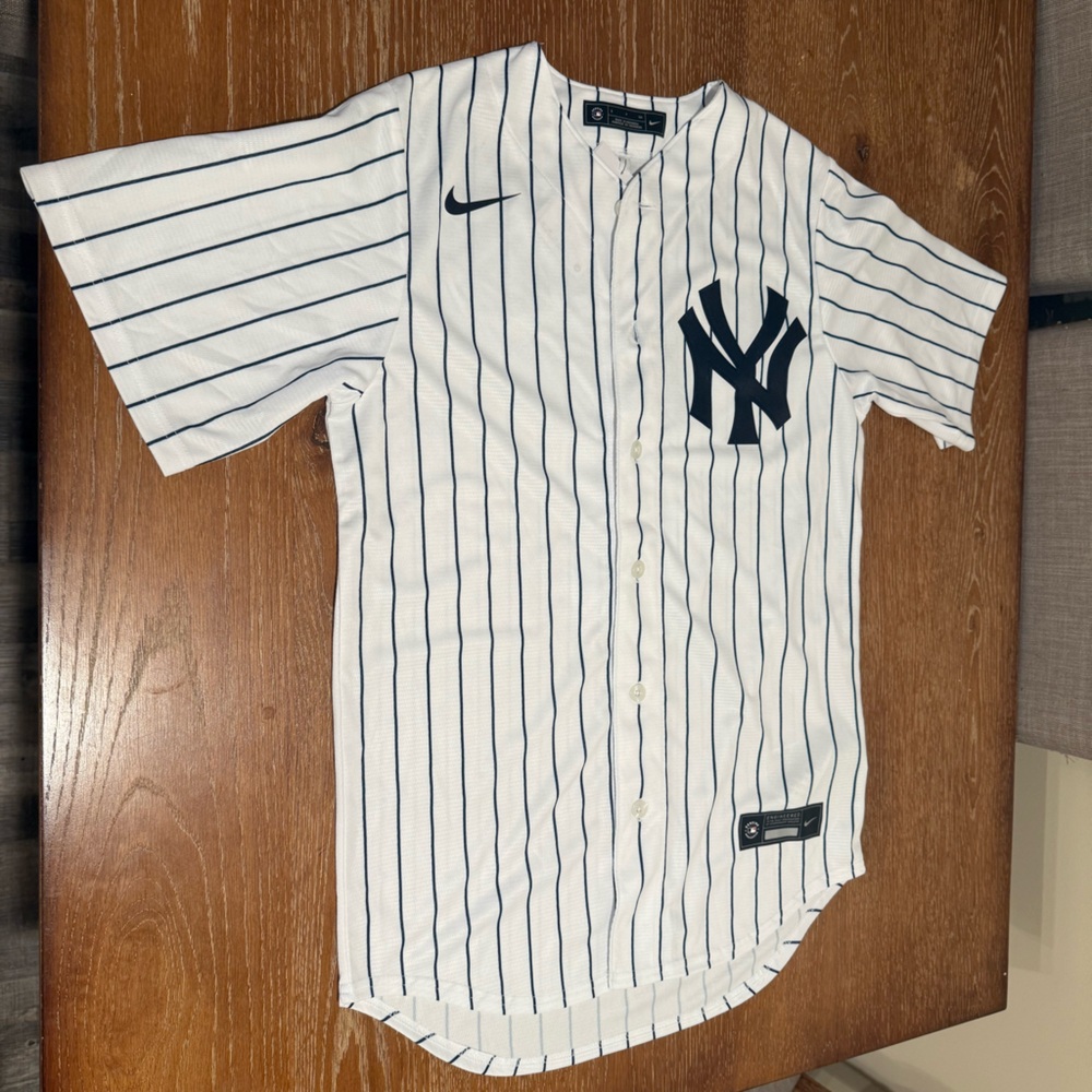 Nike White and Black Pinstripe Jersey